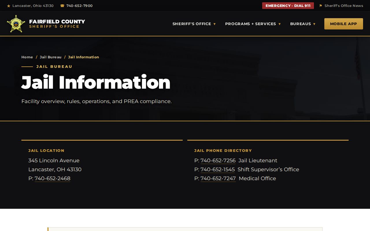 Fairfield County Jail booking information record source