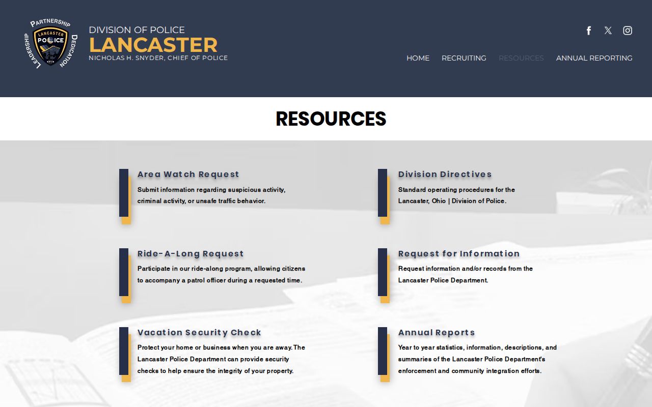 Lancaster Police Department records resource for Fairfield County arrest records
